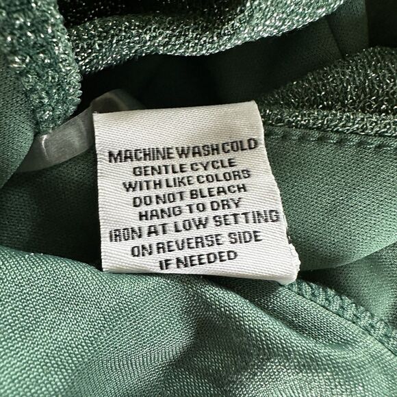 Vine And Valley Green Shimmer Ruched V-neck Side Slit Midi Dress M Holiday Glam - Picture 9 of 11